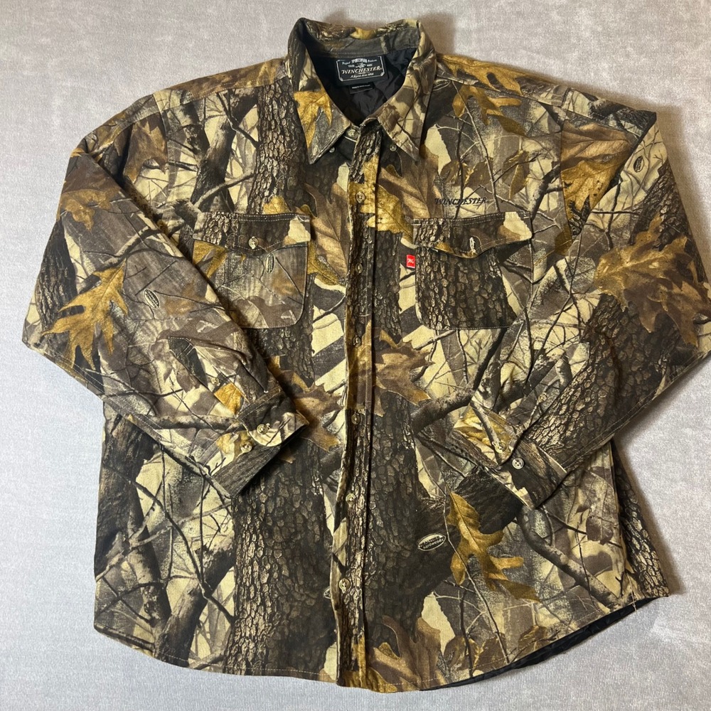 Winchester Mens XXL Camo Quilted Lined Shirt Jacket Realtree Hardwoods WCS009